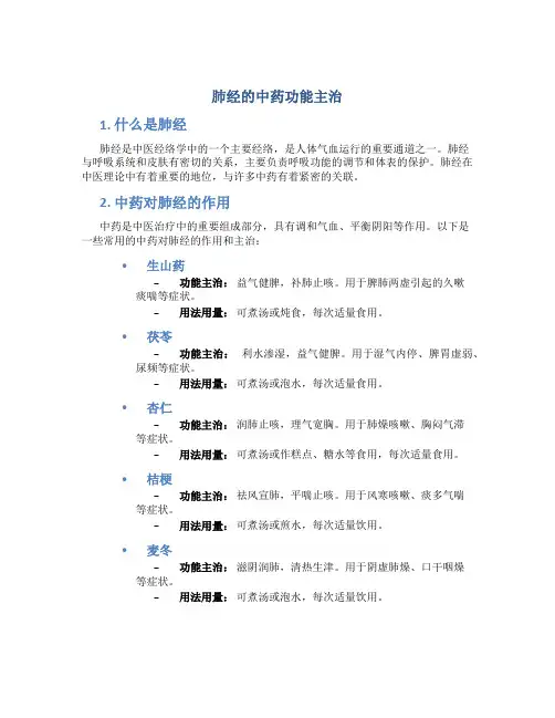 肺经的中药功能主治