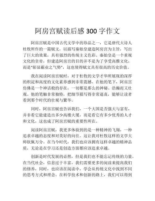 阿房宫赋读后感300字作文