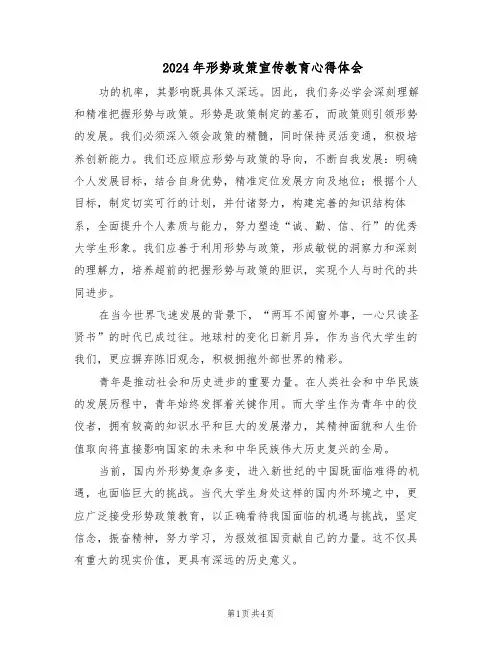 2024年形势政策宣传教育心得体会（二篇）