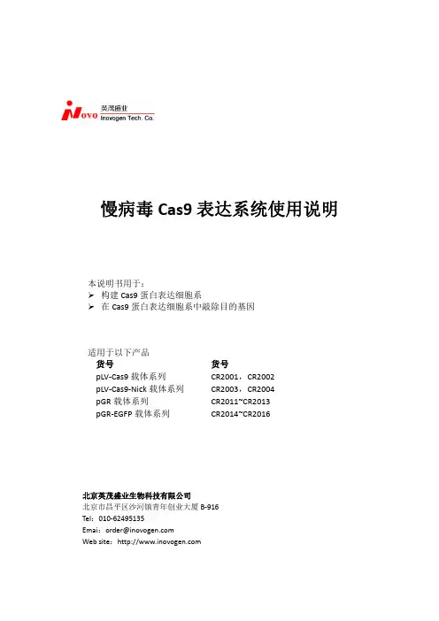 慢病毒Cas9表达系统使用说明