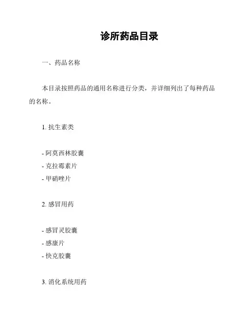 诊所药品目录