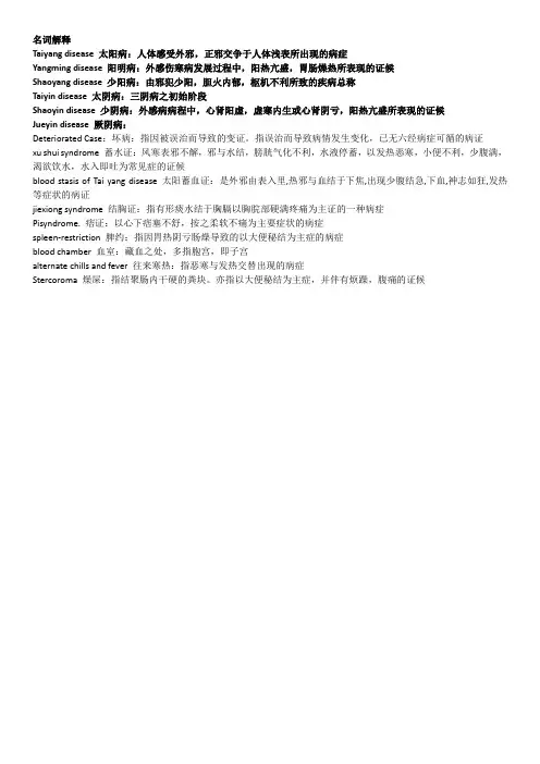 伤寒论名词解释