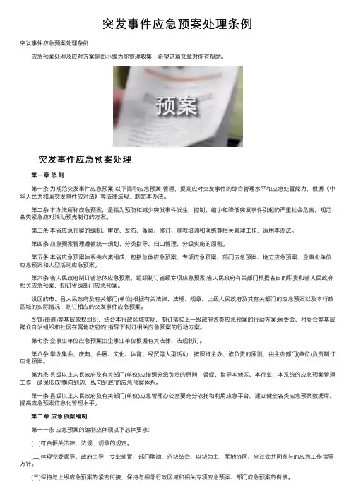 突发事件应急预案处理条例