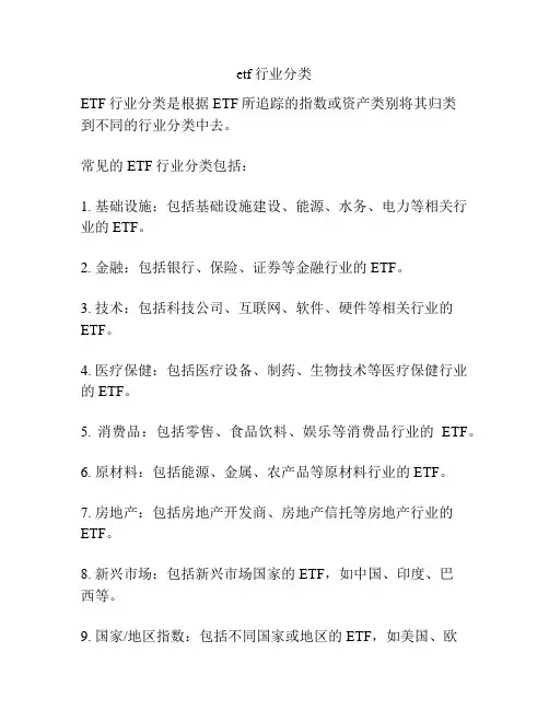 etf行业分类