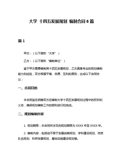 大学 十四五发展规划 编制合同6篇