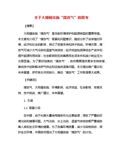关于大规模实施“煤改气”的思考