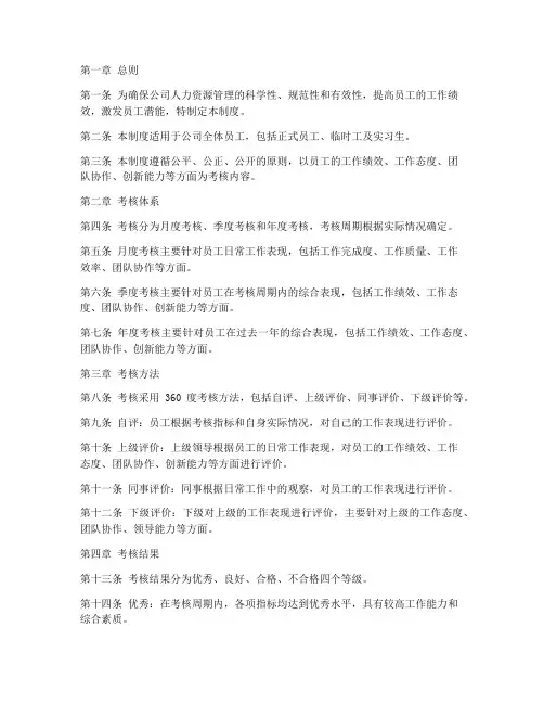 人力资源部考核制度范本