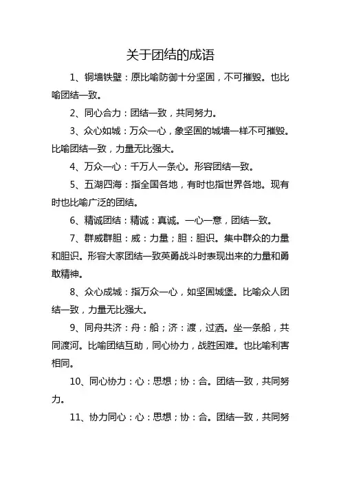 关于团结的成语