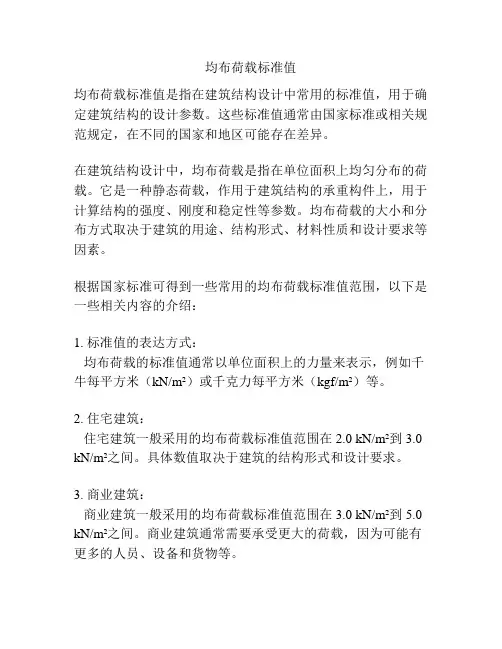 均布荷载标准值