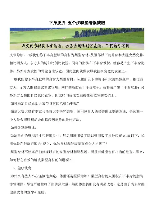 【推荐】下身肥胖 五个步骤坐着就减肥