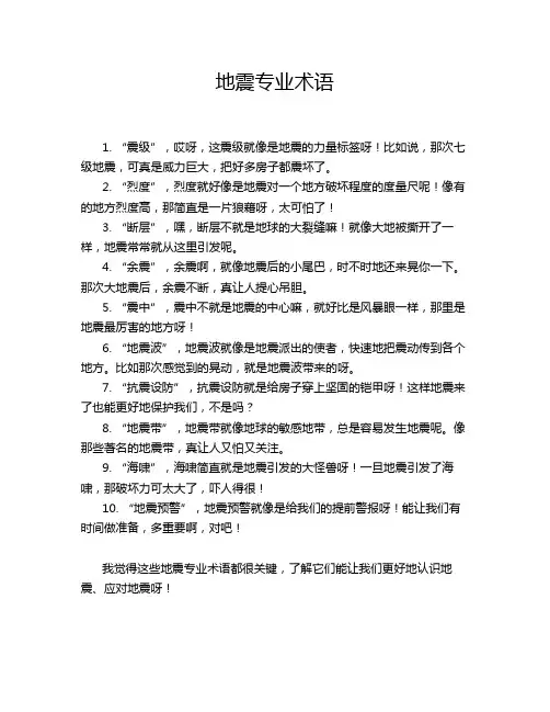 地震专业术语