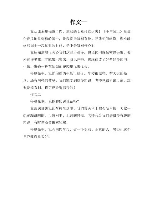 与鲁迅先生聊聊天的作文六年级下册