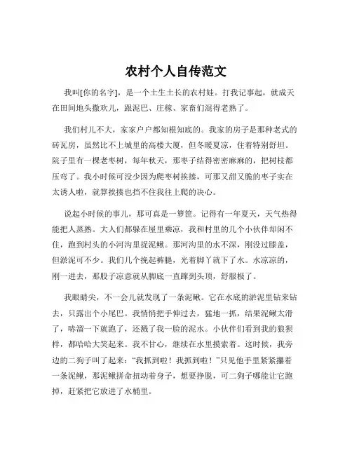 农村个人自传范文