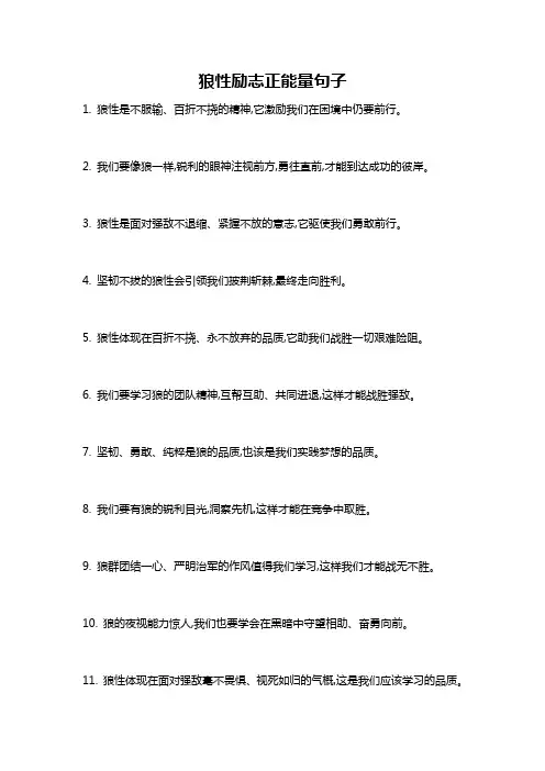 狼性励志正能量句子