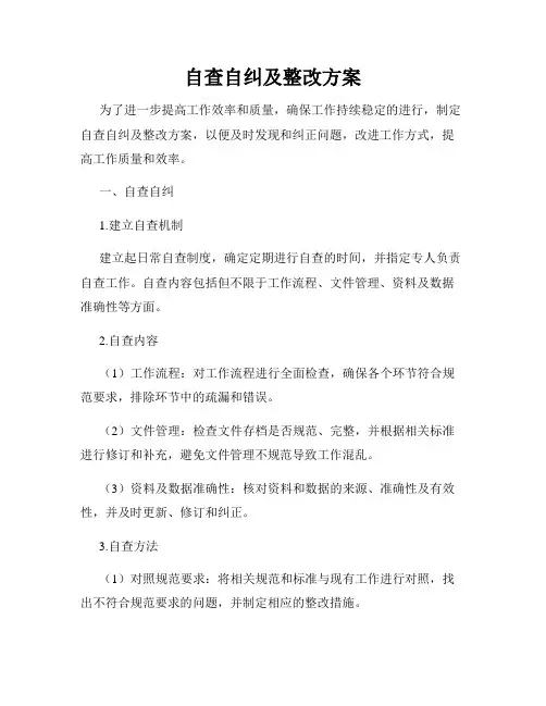 自查自纠及整改方案