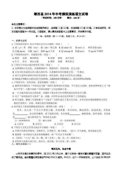 靖西县一摸试题及答案