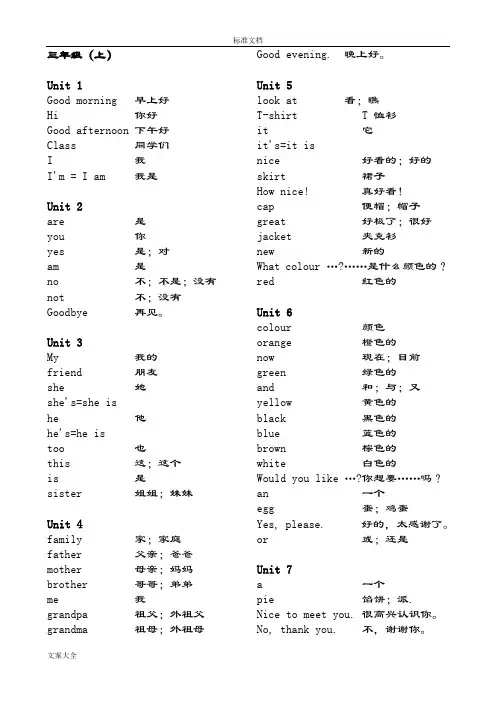 苏教版小学英语单词汇总情况(译林版)