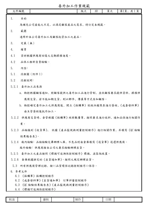 委外加工作业规范