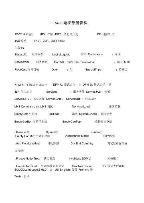 迅达精编部分调试说明