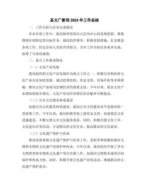 县文广新局2024年工作总结