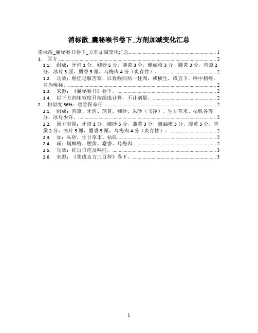 消标散_囊秘喉书卷下_方剂加减变化汇总