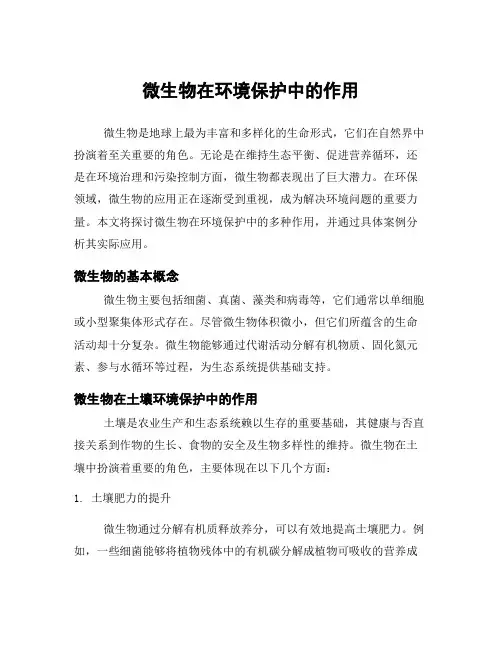 微生物在环境保护中的作用