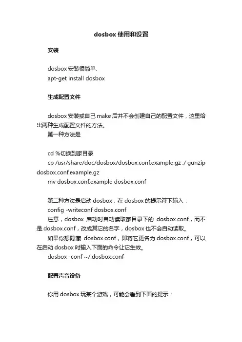 dosbox使用和设置