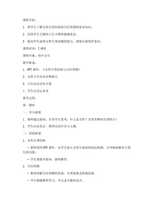 女性卫生课程教案模板范文
