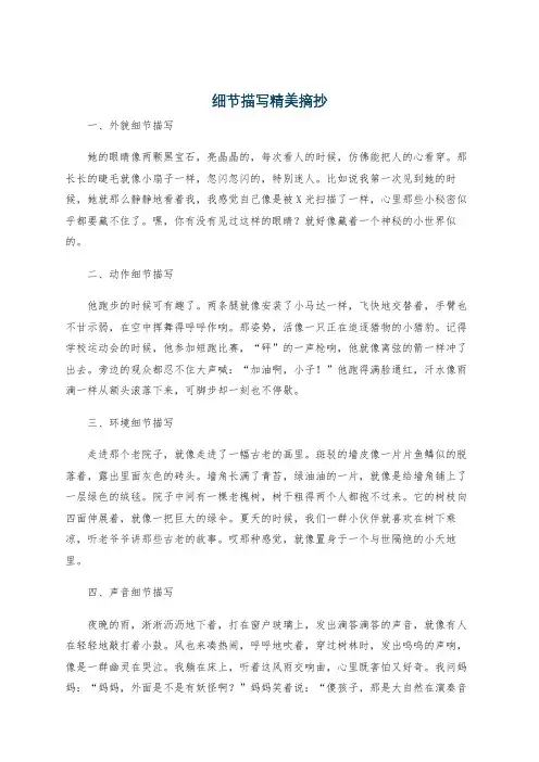 细节描写精美摘抄