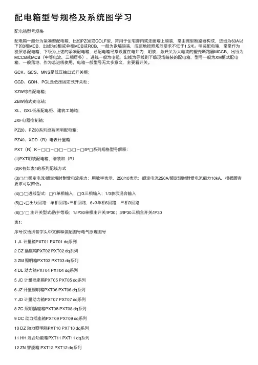 配电箱型号规格及系统图学习
