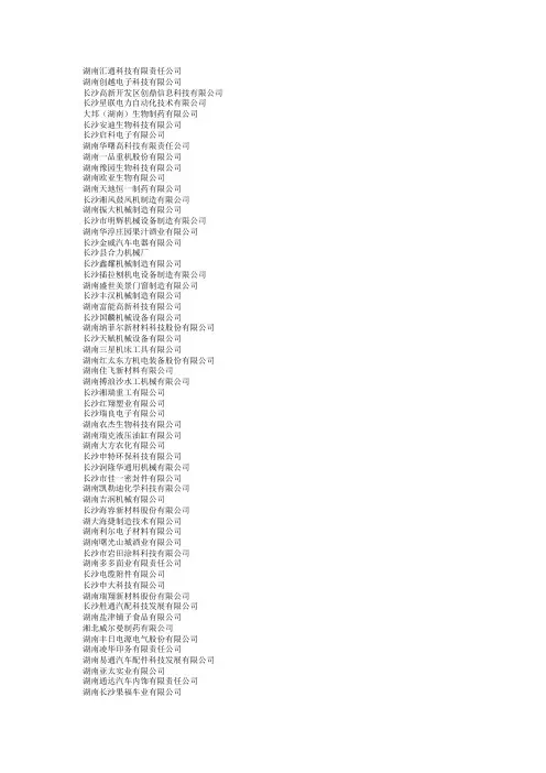 长沙40家公司名称及联系方式