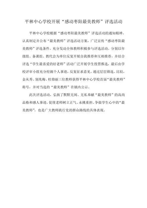 平林中心学校开展最美教师评选活动