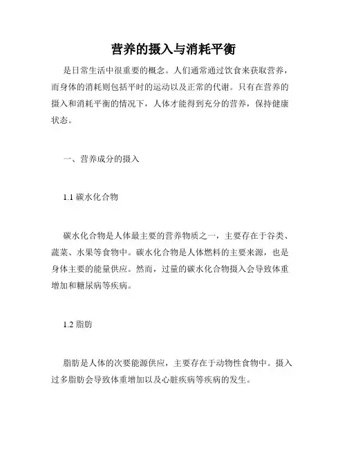 营养的摄入与消耗平衡
