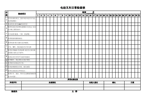 电动叉车日常检查表