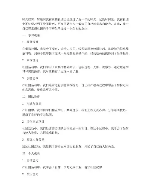 素描社团个人总结范文