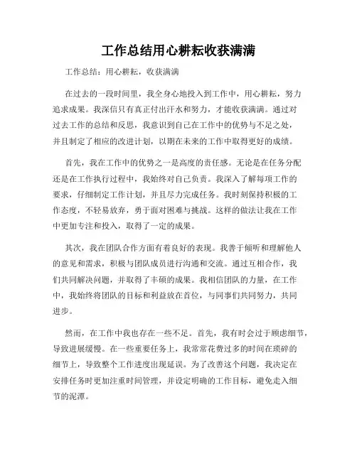 工作总结用心耕耘收获满满