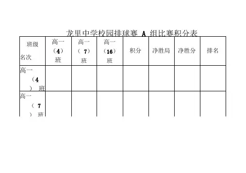 排球赛比赛积分表