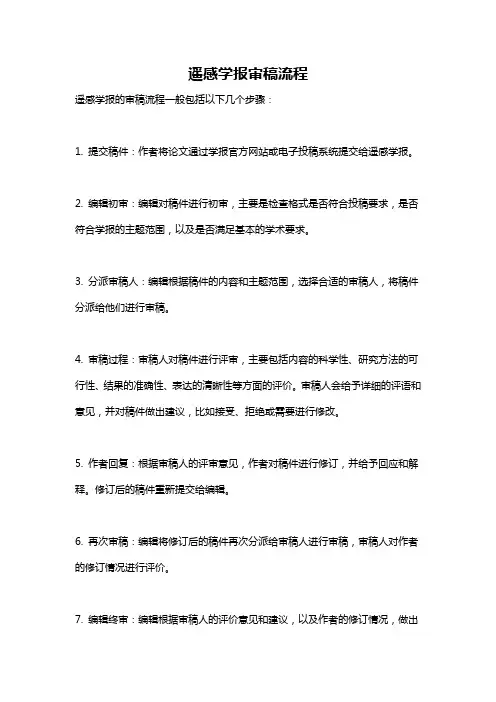 遥感学报审稿流程