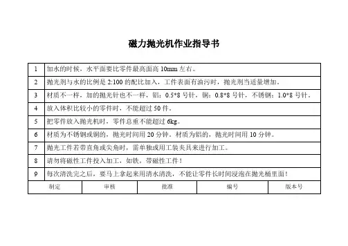 精密机械制造有限公司磁力抛光机作业指导书