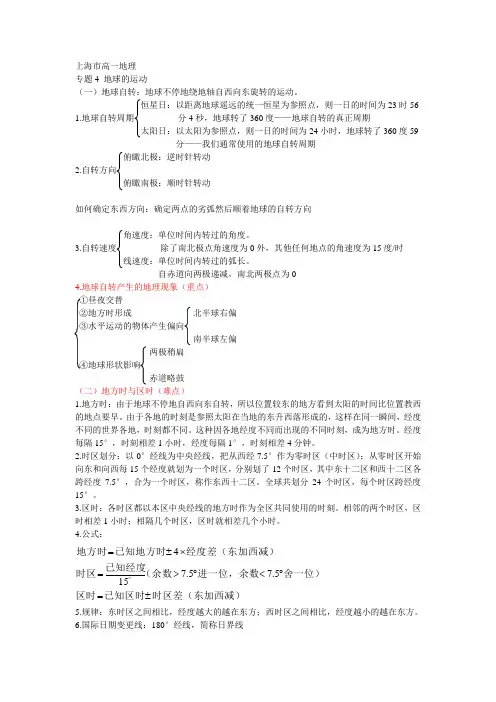 高中地理——地球运动知识梳理