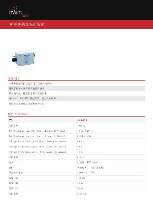 称重传感器保护装置 LCP01A说明书