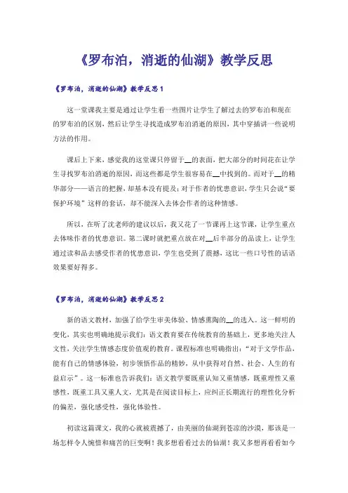 《罗布泊,消逝的仙湖》教学反思