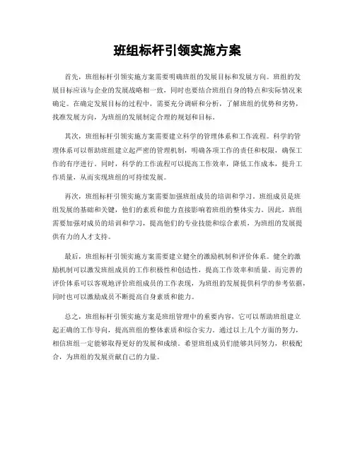 班组标杆引领实施方案