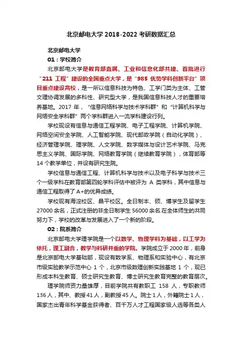北京邮电大学2018-2022考研数据汇总