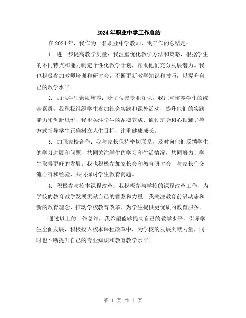 2024年职业中学工作总结