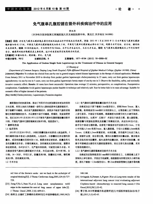 免气腹单孔腹腔镜在普外科疾病治疗中的应用