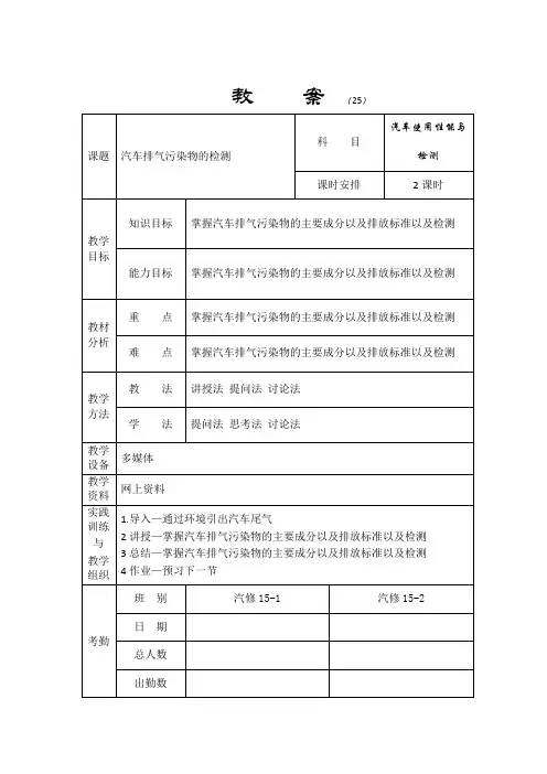 汽车排气污染物的检测