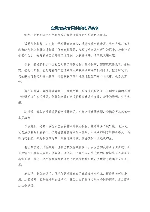 金融借款合同纠纷败诉案例