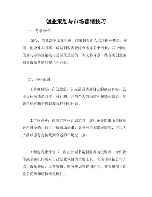 创业策划与市场营销技巧