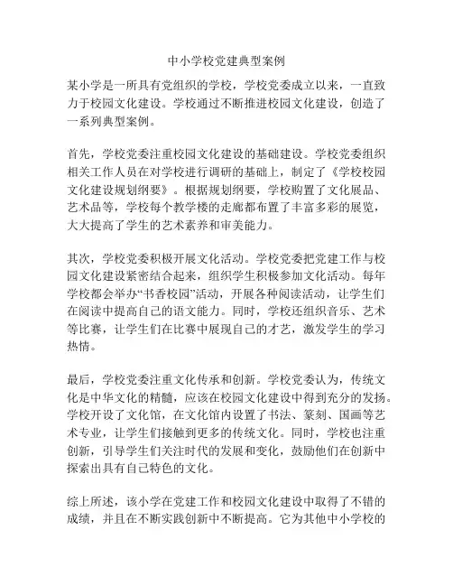 中小学校党建典型案例